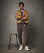 *Holding for F23* Italian Quilted Down Snap Bomber in Camel